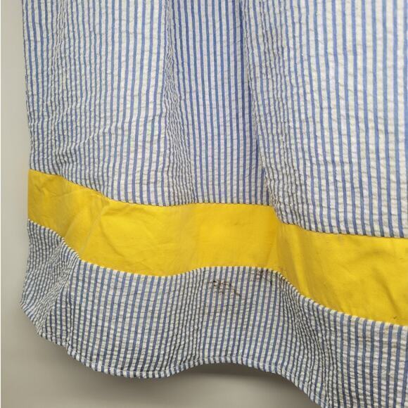 Elle Seersucker Striped Contrasting Trim Sleeveless Midi Fit n Flare Dress - Picture 8 of 14